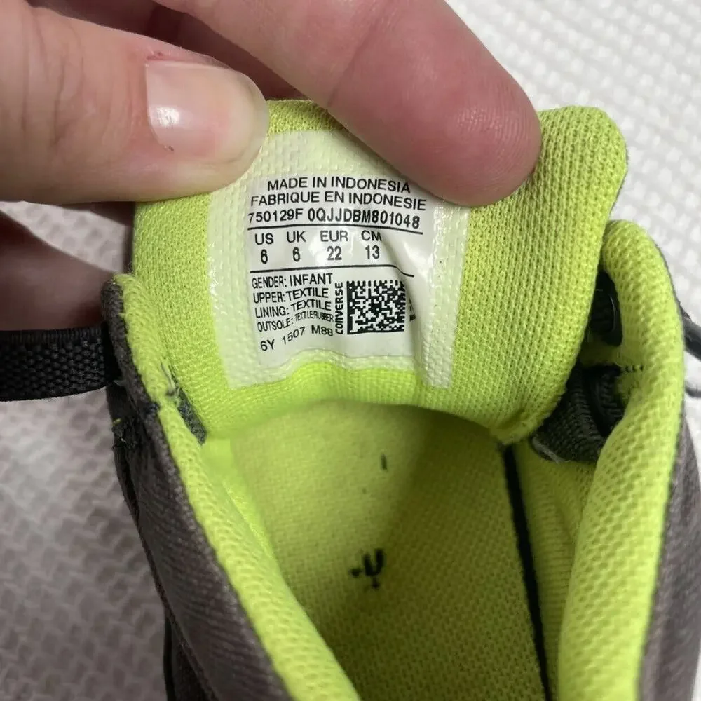 Converse Kids Gray and Neon Green High-Top Sneakers